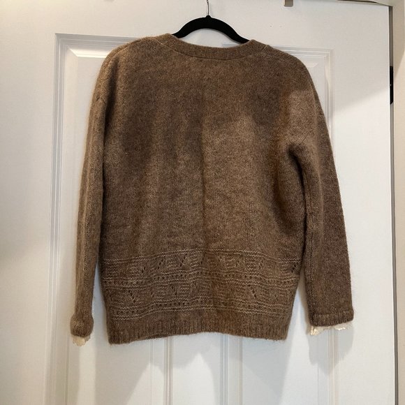 Sezane XS Brown Sweater Cardigan with lace detail - Picture 2 of 5